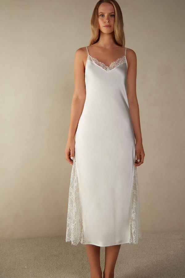 Saty Intimissimi Eternal Love Silk Long Slip Damske Biele | SK-5940ZKEXL