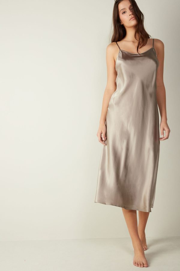 Saty Intimissimi Midi-Length in Silk Slip Damske Béžové | SK-9510CQYXM