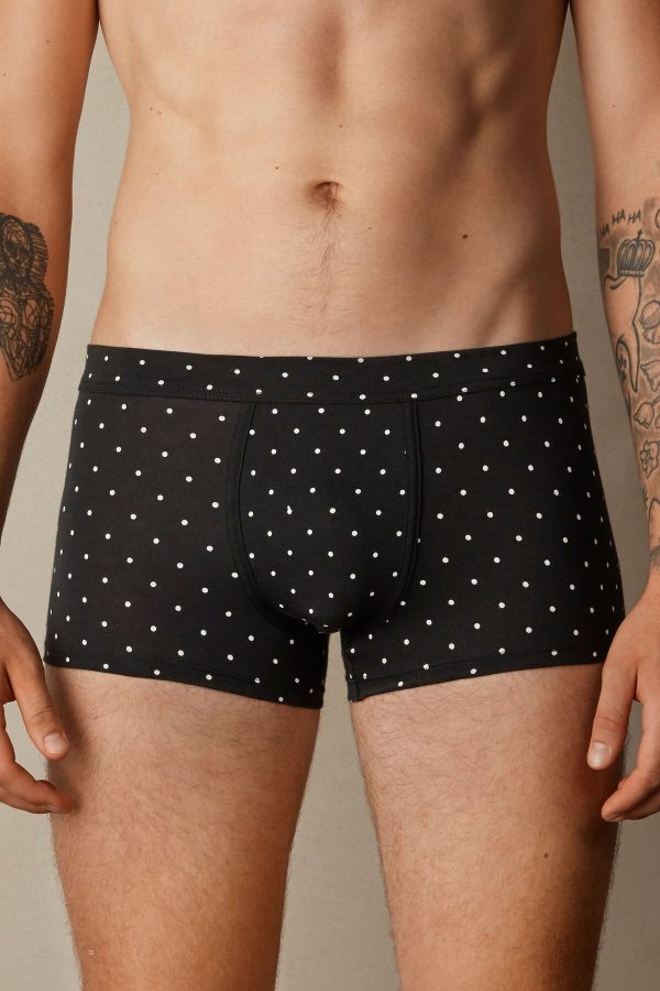 Sortky Intimissimi Dotted Boxer in Stretch Supima® Bavlnene Panske Čierne | SK-3154FJABL