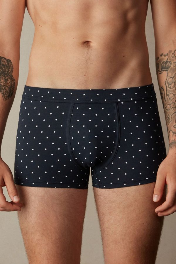 Sortky Intimissimi Dotted Boxer in Stretch Supima® Bavlnene Panske Modre | SK-9278KWPQC