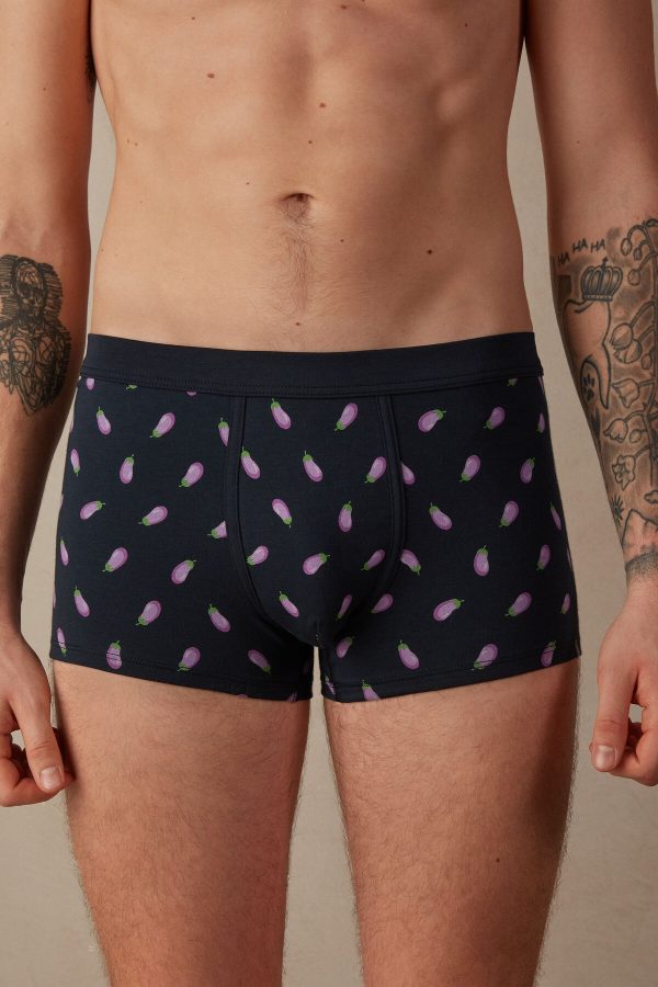 Sortky Intimissimi Eggplant Boxer in Stretch Supima® Bavlnene Panske Modre | SK-6539YEXRA