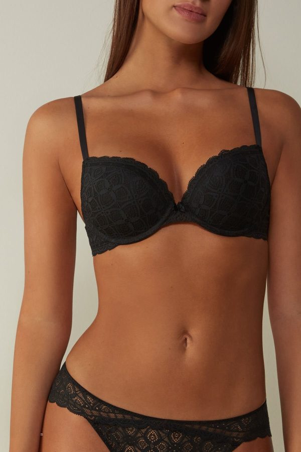 Super Push-up Podprsenka Intimissimi Elettra in Cipkovane Damske Čierne | SK-0716CKRZT