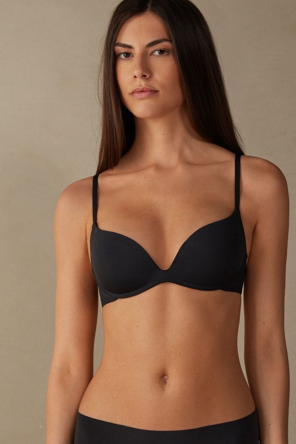 Super Push-up Podprsenka Intimissimi Gioia B Cup Microfiber Damske Čierne | SK-5813SCMGA