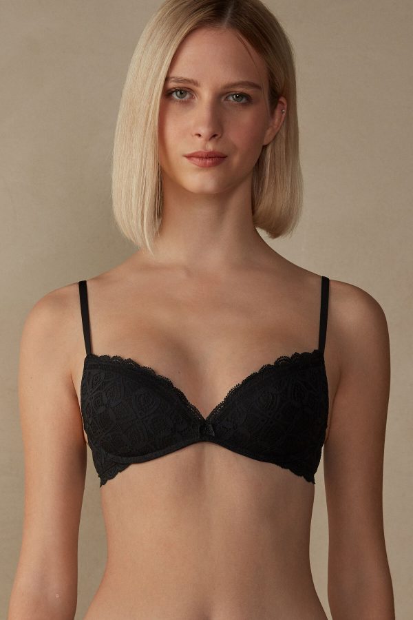 Super Push-up Podprsenka Intimissimi Gioia in Cipkovane Damske Čierne | SK-6183FZTMW