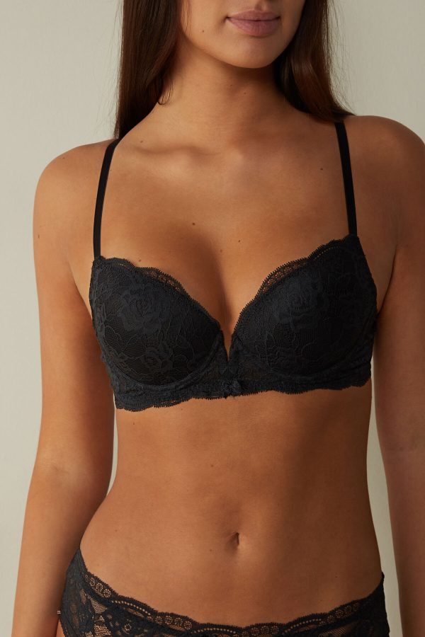Super Push-up Podprsenka Intimissimi Mia Cipkovane Damske Čierne | SK-3269MFBZR