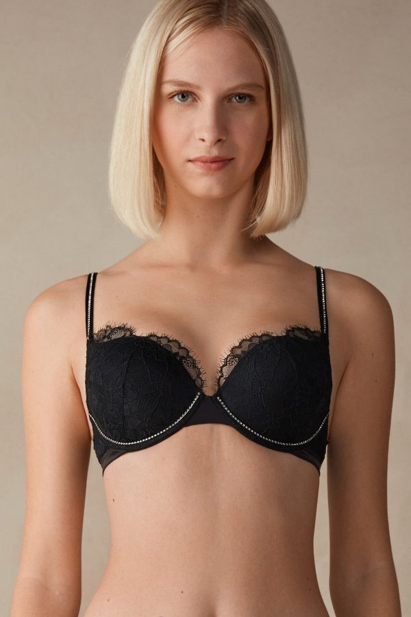 Super Push-up Podprsenka Intimissimi Shine High Like Stars Elettra Damske Čierne | SK-9851OWDGH