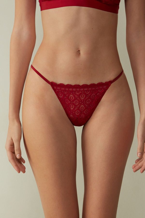 Tangá Intimissimi Cipkovane String Damske Červené | SK-1472JNAOW