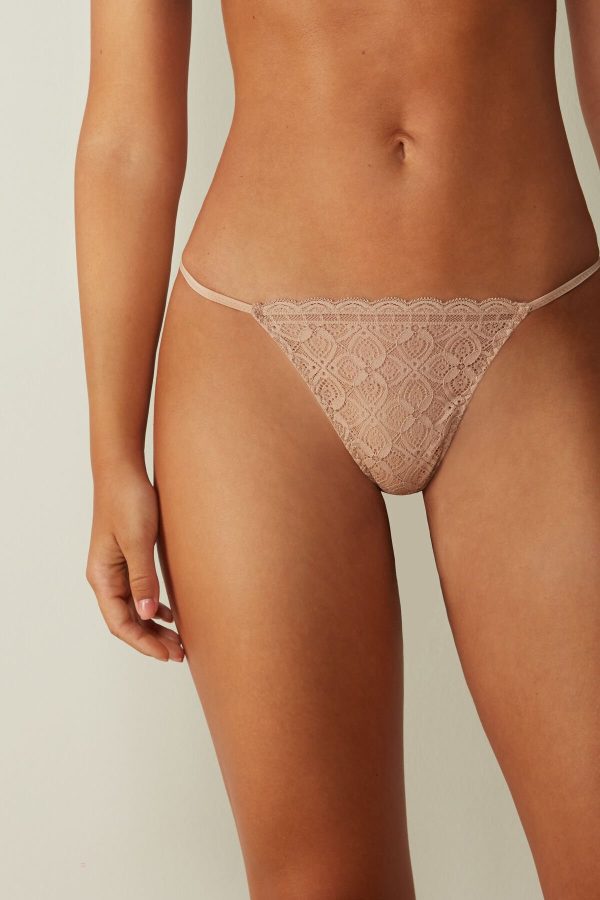 Tangá Intimissimi Cipkovane String Damske Béžové | SK-3684TVCMK