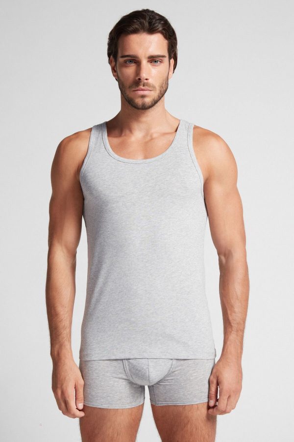 Tielko Intimissimi Crew Neck Panske Siva | SK-7065AQIUN