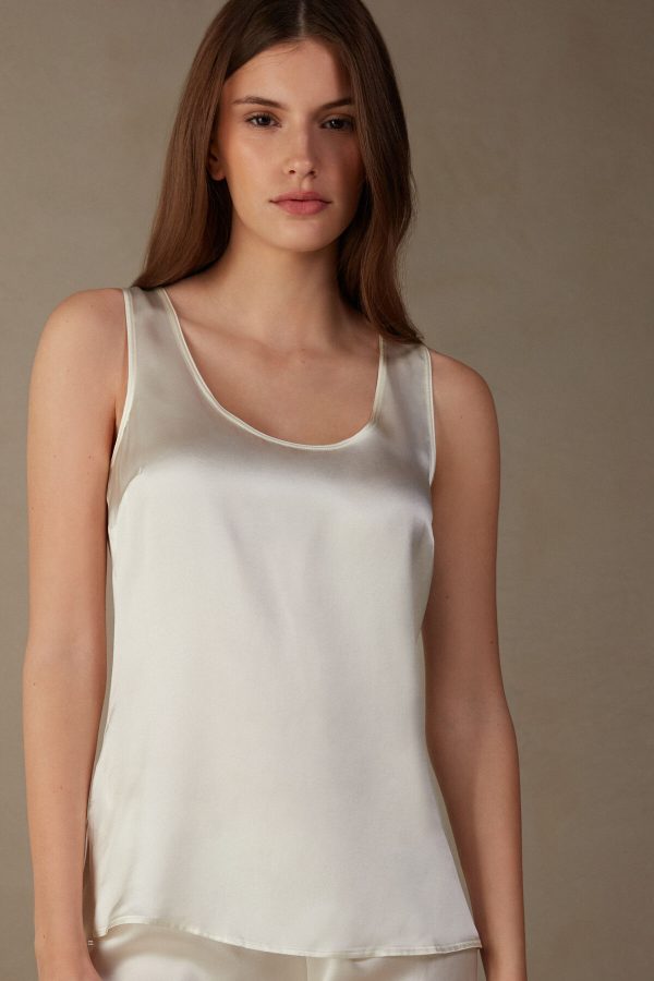 Tielko Intimissimi Silk and Modal Damske Biele | SK-1238QOMTG