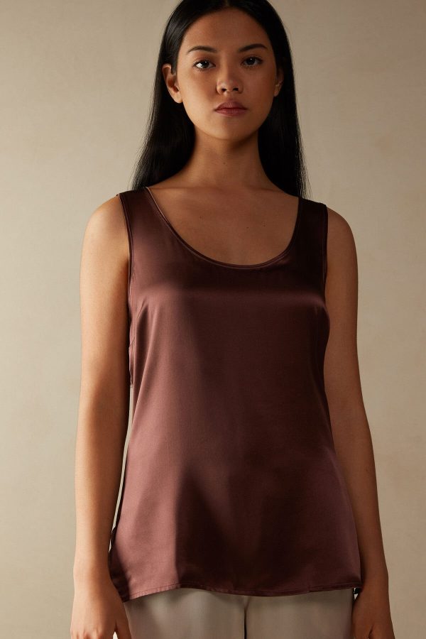 Tielko Intimissimi Silk and Modal Damske Hnede | SK-4178XFAWO