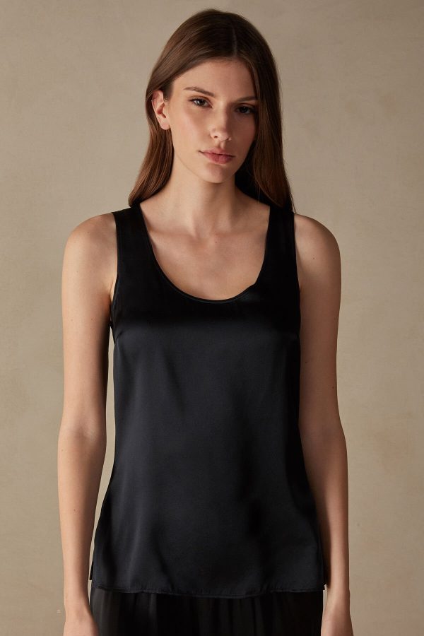 Tielko Intimissimi Silk and Modal Damske Čierne | SK-8125MKLNY