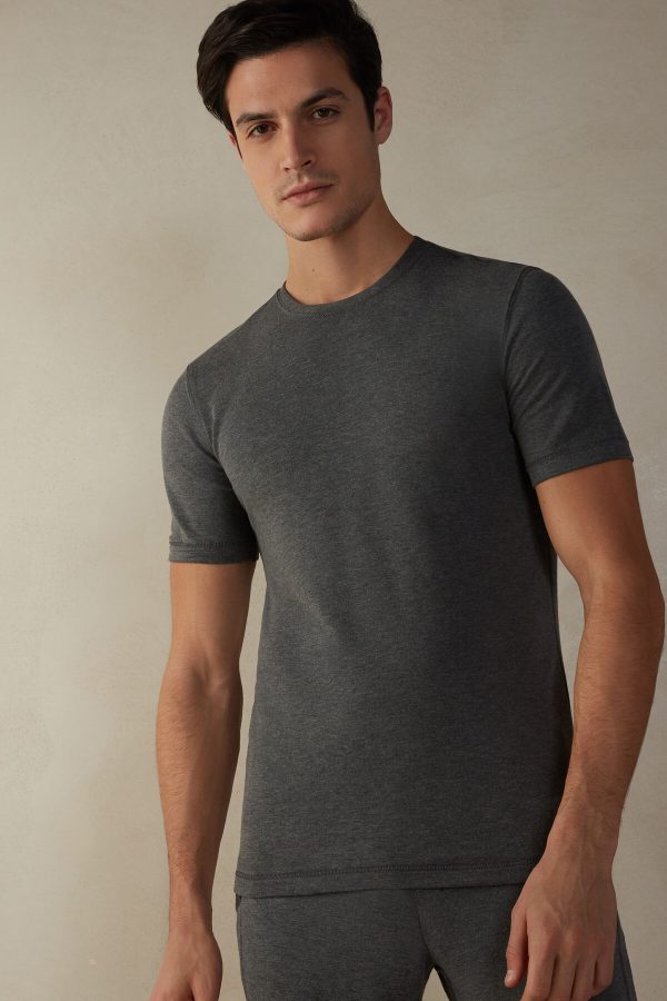 Tricko Intimissimi Kratke-Sleeve Modal-Cashmere Panske Siva | SK-3741SEHOT