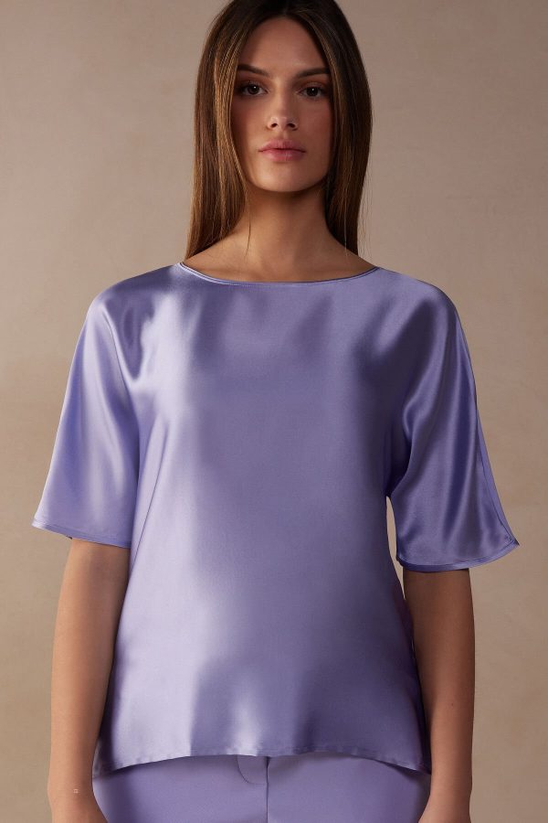 Tricko Intimissimi Kratke Sleeve Silk and Modal Damske Nachový | SK-1038KAUJC