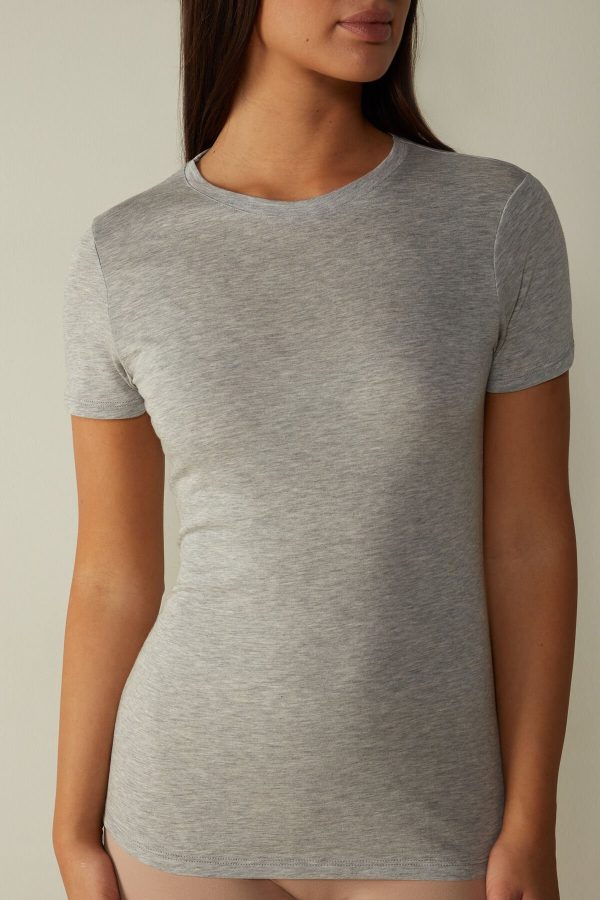 Tricko Intimissimi Kratke-Sleeve in Ultrafresh Supima® Bavlnene Damske Siva | SK-1706PNALQ