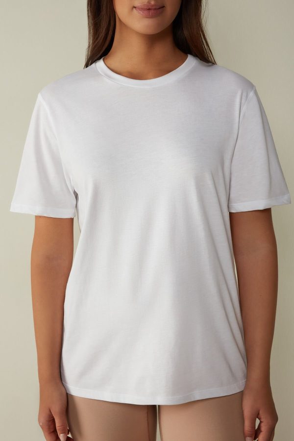 Tricko Intimissimi Kratke-Sleeved Supima® Bavlnene Damske Biele | SK-3290TPXGM