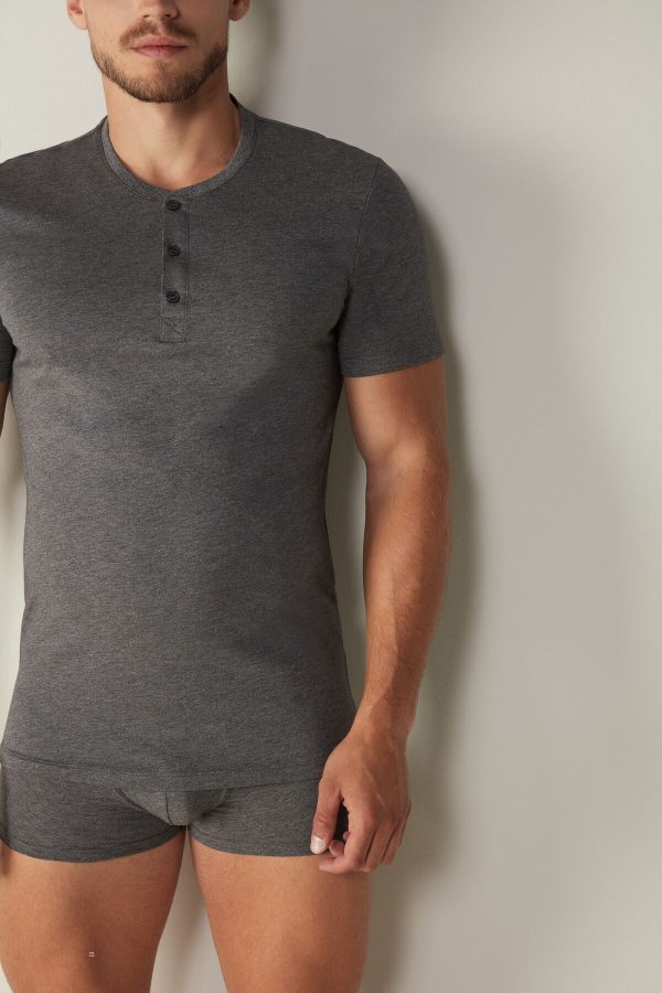 Tricko Intimissimi Kratke-Sleeved Supima® Bavlnene Panske Siva | SK-8407HQXMI