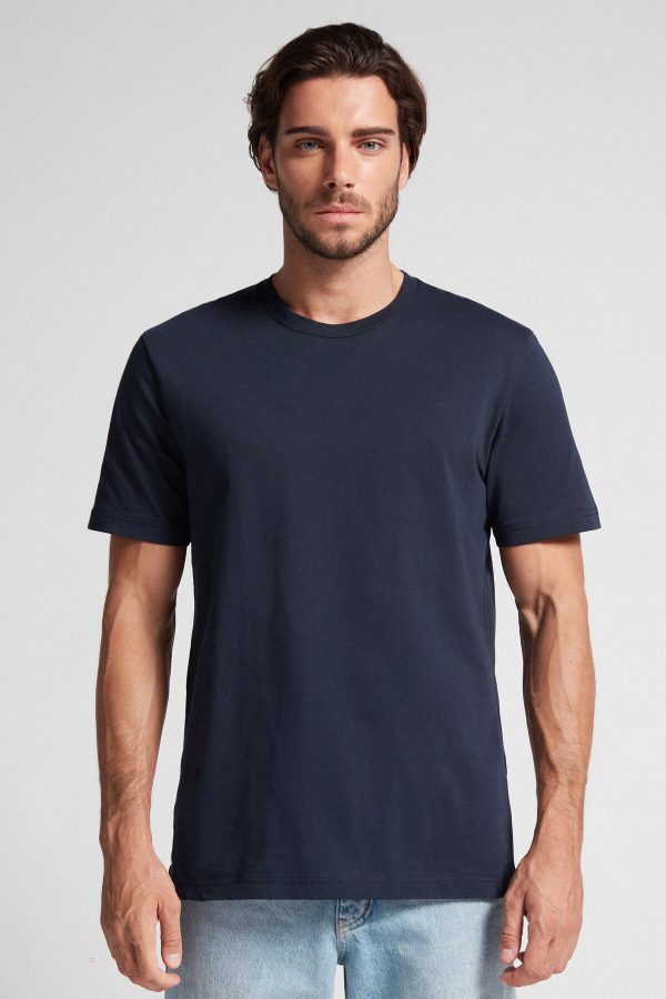 Tricko Intimissimi T-shirt in Bavlnene Jersey Panske Modre | SK-3802SBVDT