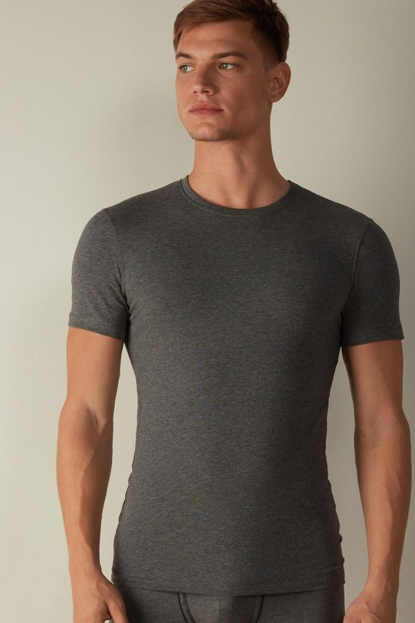 Tricko Intimissimi T-shirt in Stretch Supima® Bavlnene Panske Siva | SK-2603UEXFV