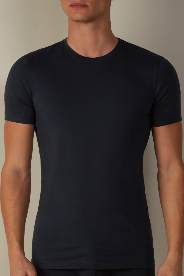 Tricko Intimissimi T-shirt in Stretch Supima® Bavlnene Panske Modre | SK-4638YDOVM