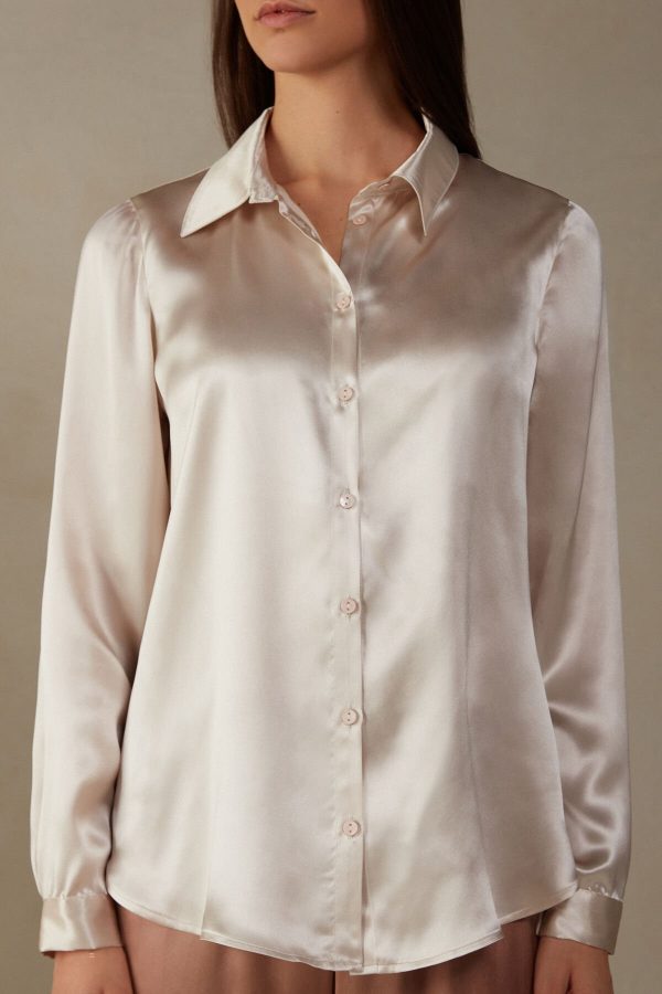Tričko S Dlhým Rukávom Intimissimi Long Sleeve Silk Damske Béžové Ruzove | SK-0721JVFZA