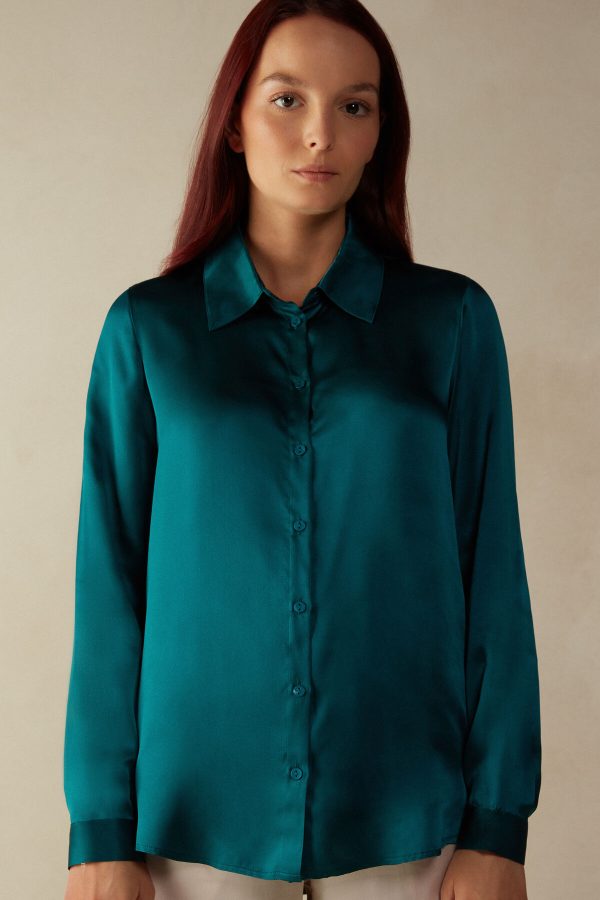 Tričko S Dlhým Rukávom Intimissimi Long Sleeve Silk Damske Zelene | SK-4230NABOL