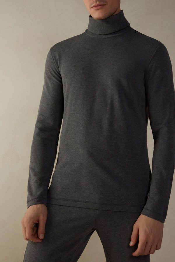 Tričko S Dlhým Rukávom Intimissimi Long-sleeve High-Neck Modal-Cashmere Panske Siva | SK-5294FMEBG