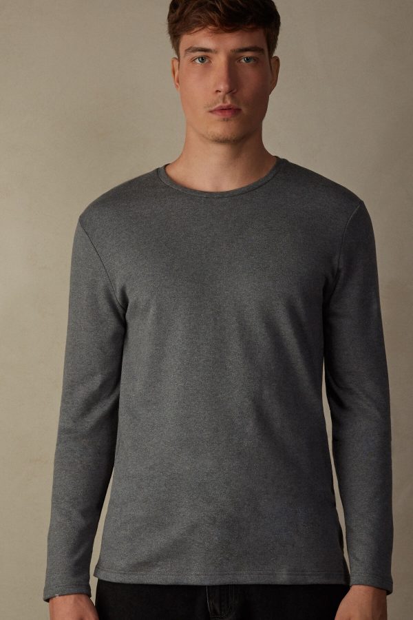 Tričko S Dlhým Rukávom Intimissimi Long Sleeve in Warm Bavlnene Panske Siva | SK-8670FDQHV