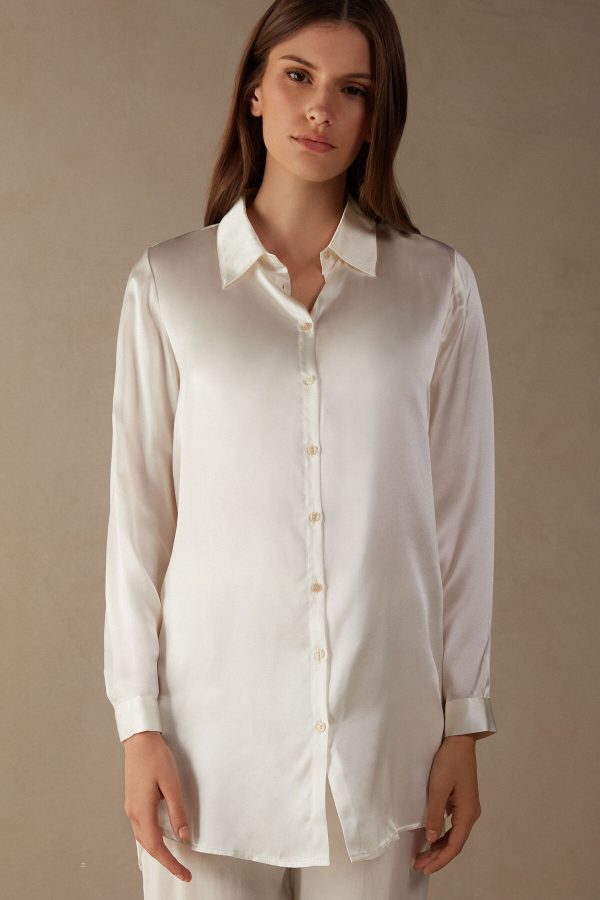 Tričko S Dlhým Rukávom Intimissimi Silk Damske Biele | SK-6741XWPCS