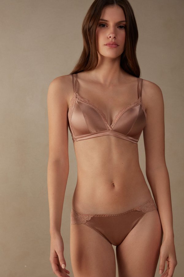Trojuholníková Podprsenka Intimissimi Tiziana Silk and Cipkovane Damske Béžové Ruzove | SK-2308DTMKX