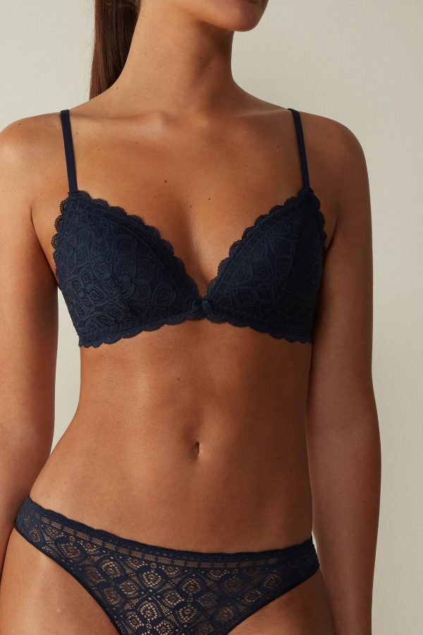 Trojuholníková Podprsenka Intimissimi Tiziana in Cipkovane Damske Modre | SK-7950XEQVD