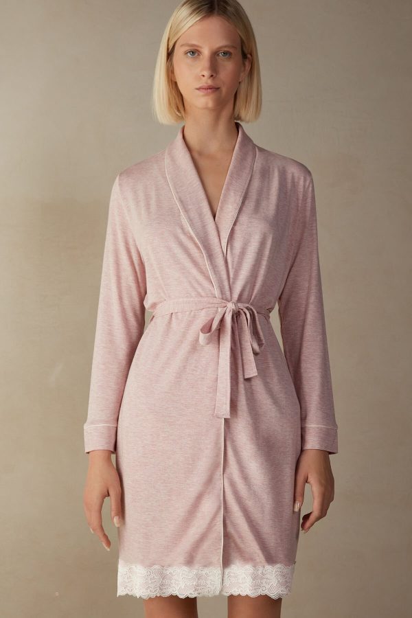 Župan Intimissimi Modal Cipkovane Detail Damske Ruzove | SK-8657ANXJY